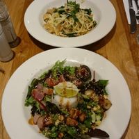 Mushroom linguine and teriyaki bowl at Henderson's Vegan in Edinburgh