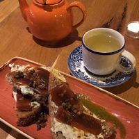 Cured Carrot Bruschetta w/ Ginger Tea at Henderson's Vegan in Edinburgh