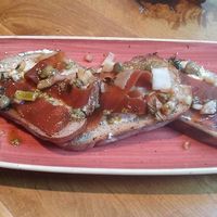 Cured carrot bruschetta. OMG! at Henderson's Vegan in Edinburgh