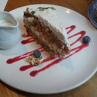 Vegan carrot cake. Looks pretty but it didn't stay on the plate for long, lol at Henderson's Vegan in Edinburgh
