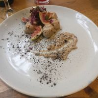 Starter dish with gnocci in a whisky date sauce at Henderson's Vegan in Edinburgh