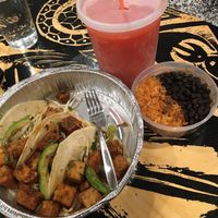 Tofu tacos and strawberry marg. Sometimes they don’t give you a side of rice and beans but sometimes an angel smiles upon you and you do at Mad Mex in Willow Grove