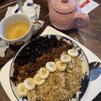 Oatmeal soymilk with a tea  at Granola Company in Graz