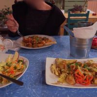 Pan-Curry of Cabbage, Potato and peanut
Traditionally cooked Chickpeas in Tomato
Salad of apple and carrot at Nonna in Athens