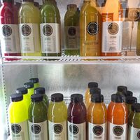 amazing choice of cold-pressed juices. at The Raw Deli in Prague