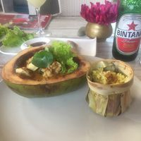 Tempe curry and sticky rice at Malaika Secret Moksha in Sanur