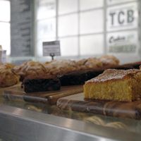 Lemon syrup cakes, brownies and almond croissants. VEGAN ALMOND CROISSANTS PEOPLE! at Smith & Deli in Collingwood