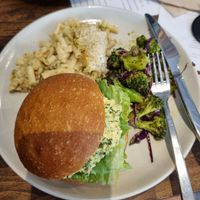 Egg and salad roll with Mac and cheese plus broccoli salad at Smith & Deli in Collingwood