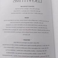 Breakfast menu at Smith & Deli in Collingwood