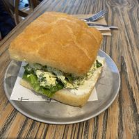 ‘Egg’ sandwich on gluten free bread   at Smith & Deli in Collingwood