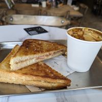 Truffle Shuffle with side of soup at Smith & Deli in Collingwood