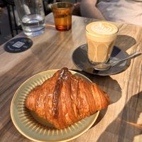 Croissant and latte   at Smith & Deli in Collingwood