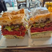 Gabagool $24.00: mainly a subtle olive taste, lettuce was already browning, I prefer made to order esp at this price!! at Smith & Deli in Collingwood