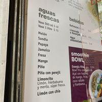 Aguas Frescas Menu  at La Buena Tierra - Colonia Santa Fe in Mexico City