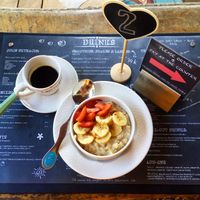 oatmeal & banana porridge with cashew milk (YUM) at Smoothie Shop in Jimbaran