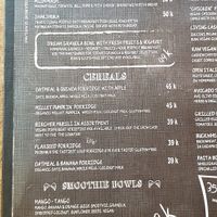 Menu at Smoothie Shop in Jimbaran