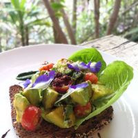Glutenfree vegan Avocado Toast at Smoothie Shop in Jimbaran