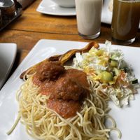 Meatballs are beet root  at El Vegano Andante in Medellin