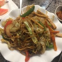 stir fried  noodles with veggie chicken and vegetables at Green Veggie 天然齋 in Hong Kong Island