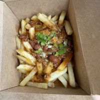 Vegan chili cheese fries!  at Amy's Drive Thru in Rohnert Park