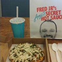 Spinach Pizza, Cool Packaging To Go at Amy's Drive Thru in Rohnert Park