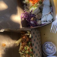 Chili cheeze fries and the Rachel salad   at Amy's Drive Thru in Rohnert Park