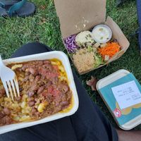Chili Mac w tomatoes x2 & Rachel salad at Amy's Drive Thru in Rohnert Park