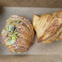 Pistachio & classic croissants. Liked the pistachio, was disappointed in the classic. at Passion Flour Patisserie in Salt Lake City