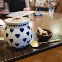 Soy chai cappuccino and biscuit at Simme in Ise