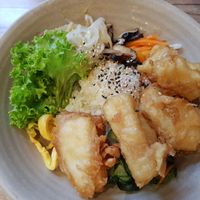 Bibimbap with white rice and tofu at SeoulFood in Frankfurt