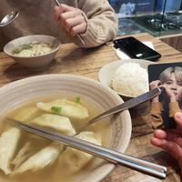 Vegan Mandu-guk with rice at SeoulFood in Frankfurt