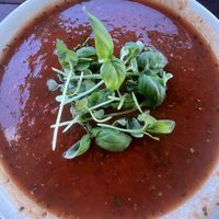 Special today.. tomato basil soup. Veganized by asking for no cream    at The New Dodge's Market in Elmer