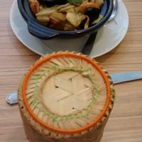 Fish and shrimp 'marmitte' with rice at Vege Saveurs in Paris