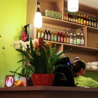 Inside the restaurant at Vege Saveurs in Paris