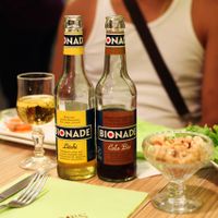 organic limonade and bowl of nuts  at Vege Saveurs in Paris