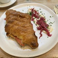 Croissant with the lot  at Veggie Vie in Adelaide