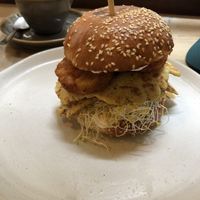 Breakfast burger  at Veggie Vie in Adelaide