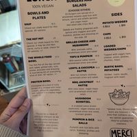 Menu at Veggie Vie in Adelaide