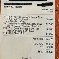 Receipt   at Wei's Noodle House in Ottawa
