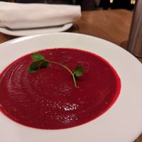 Beet and cumin soup at Paper Dosa in Santa Fe