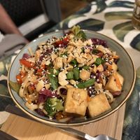 Noodles with tofu and veggies  at Kiwi Vegan Cafe in Tbilisi