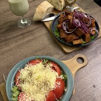 Caesar salad and bbq tofu  at Kiwi Vegan Cafe in Tbilisi