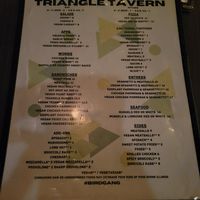 Menu at Triangle Tavern in Philadelphia