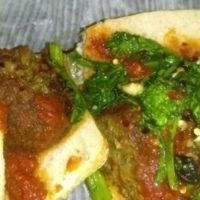 vegan meatball sandwich with broccoli rave.  at Triangle Tavern in Philadelphia