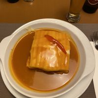 Vegan francesinha with Seitan   at Francesinhas Al Forno da Baixa in Porto