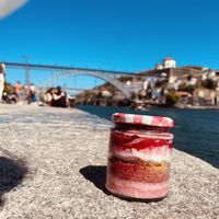 Always come back for their red fruit cheesecake   at Francesinhas Al Forno da Baixa in Porto