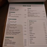 Menu vegan at Francesinhas Al Forno da Baixa in Porto