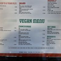 Vegan menu  at Francesinhas Al Forno da Baixa in Porto