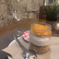 Vegan dessert - pumpkin jam, cream, ...  at Francesinhas Al Forno da Baixa in Porto