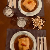 Francesinha di seitan at Francesinhas Al Forno da Baixa in Porto
